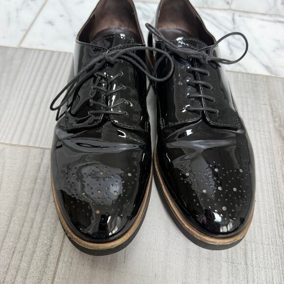 AGL Parker Lace-Up Black Patent Leather Oxford Lace Detail Shoes 39 8.5 - Picture 2 of 7